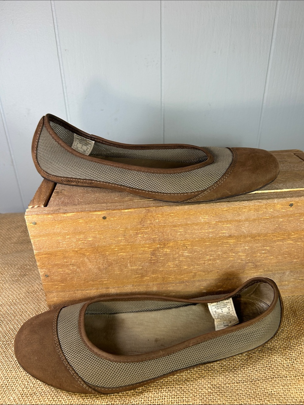 Patagonia Brown and Tan Mesh Slip-On Ballet Flats
